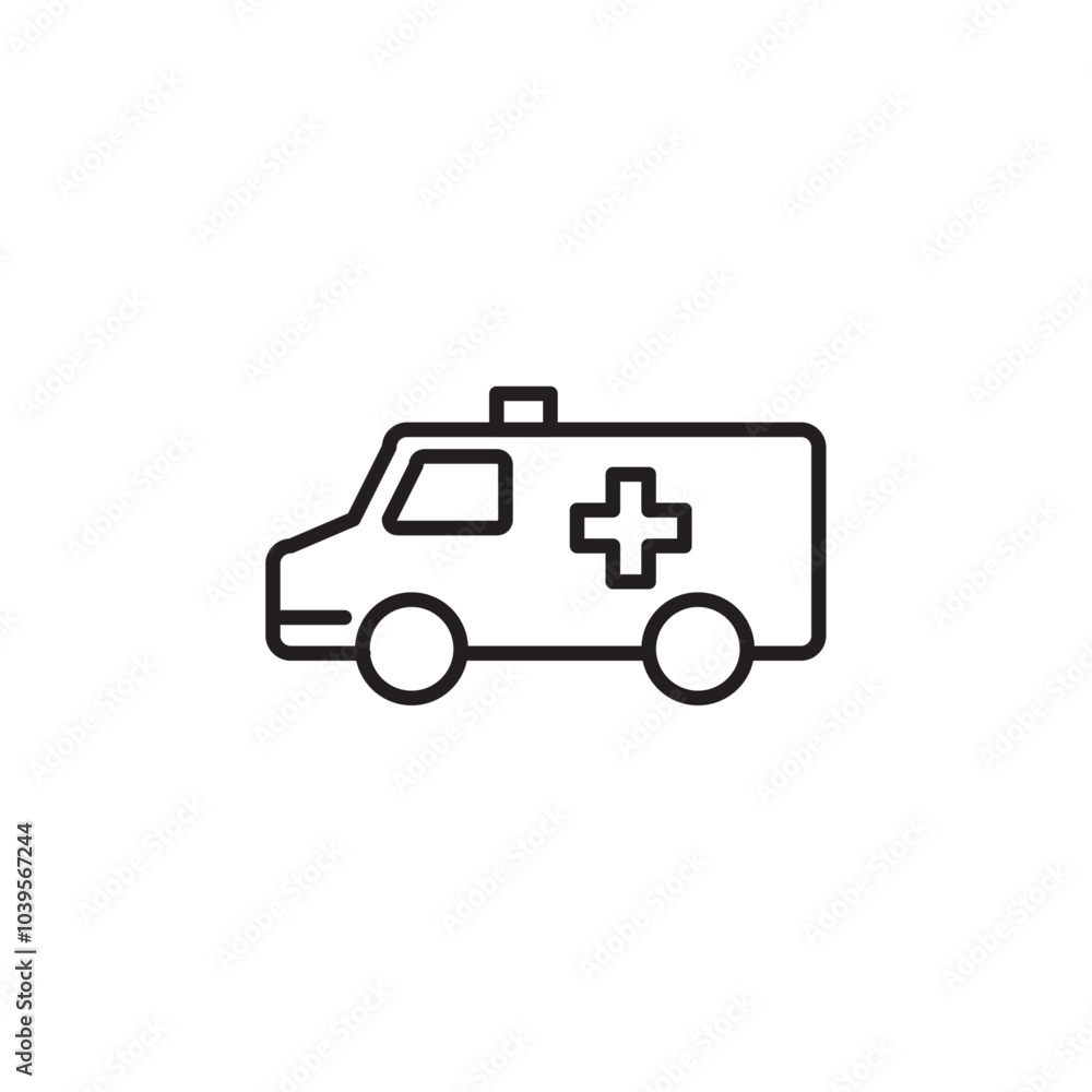 Ambulance icon Flat line illustration Ambulance icon Flat line illustration