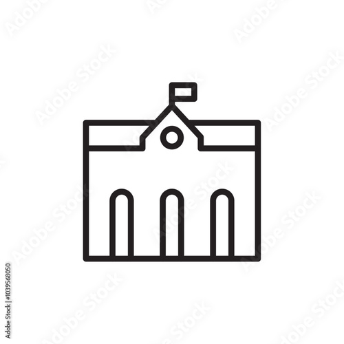 City hall building icon Flat line illustration