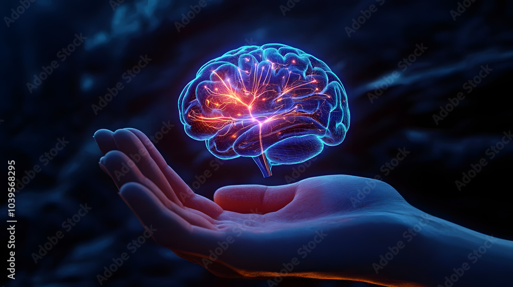 A digital illustration showing a glowing brain held in a hand, symbolizing intellect, innovation, and the intersection of technology and human capability. A digital illustration showing a glowing brain held in a hand, symbolizing intellect, innovation, and the intersection of technology and human capability.