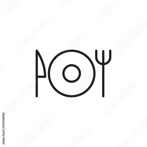 Dinner icon Flat line illustration