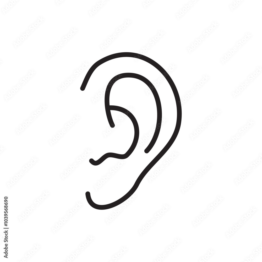 Ear icon Flat line illustration Ear icon Flat line illustration