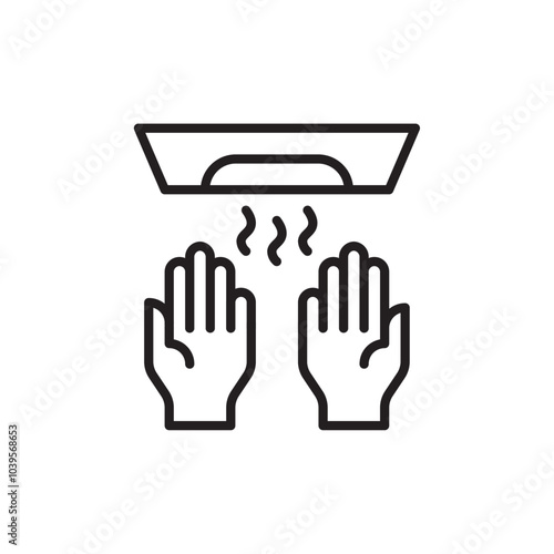 Drying hands icon Flat line illustration