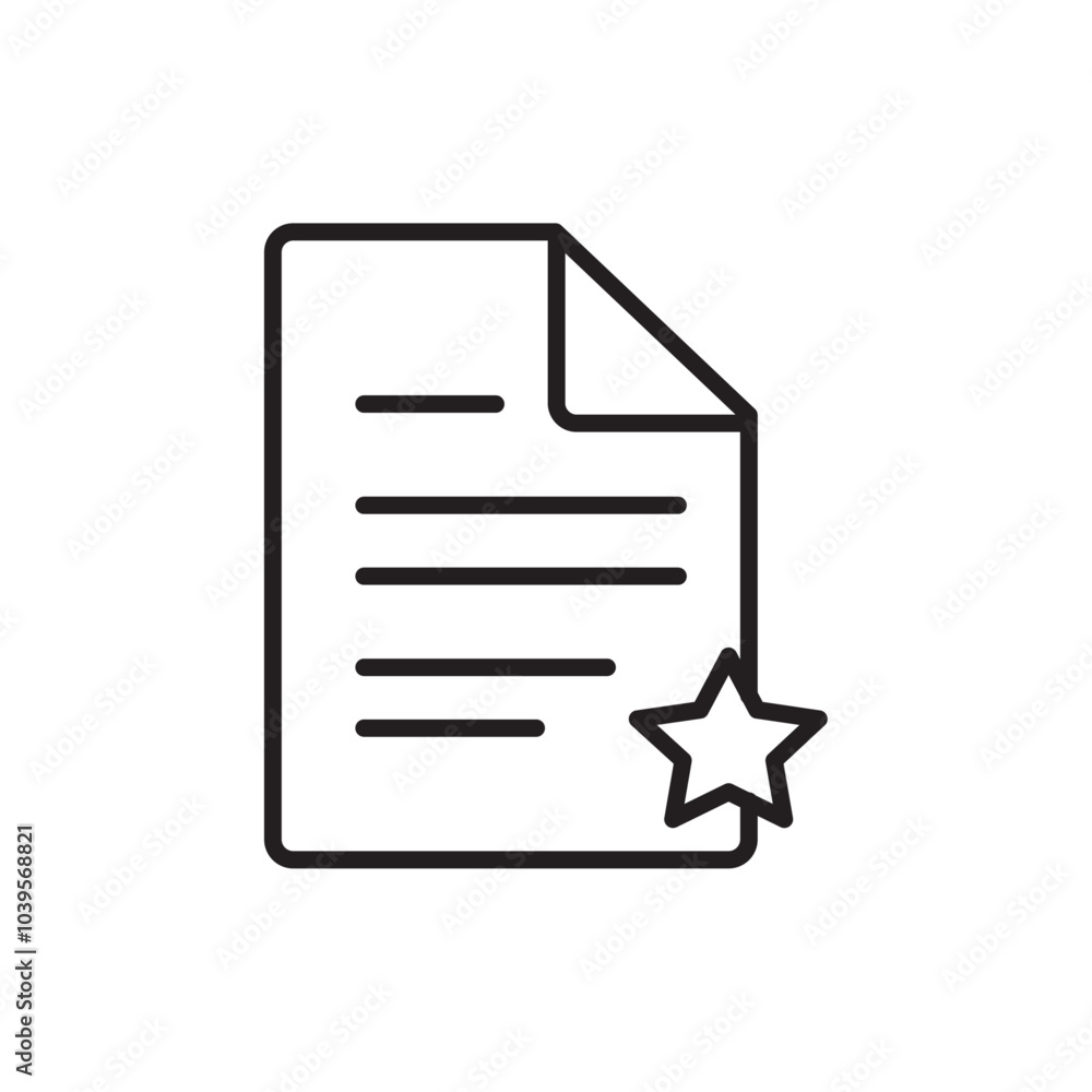 Favourite document icon Flat line illustration Favourite document icon Flat line illustration