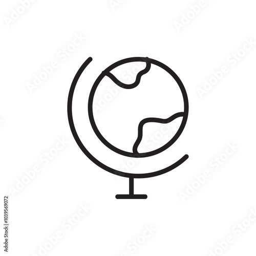 Globe icon Flat line illustration