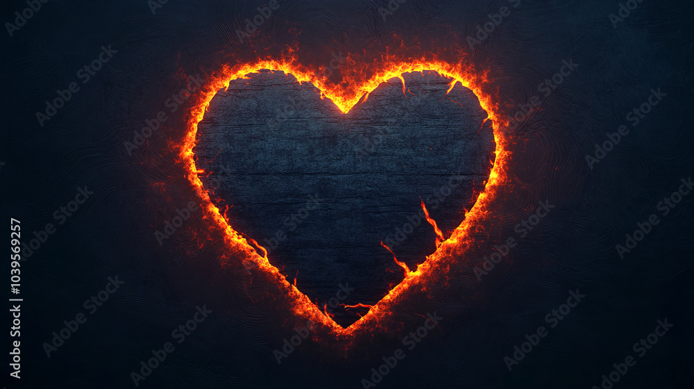 Glowing Orange Heart on Dark Background Glowing Orange Heart on Dark Background
