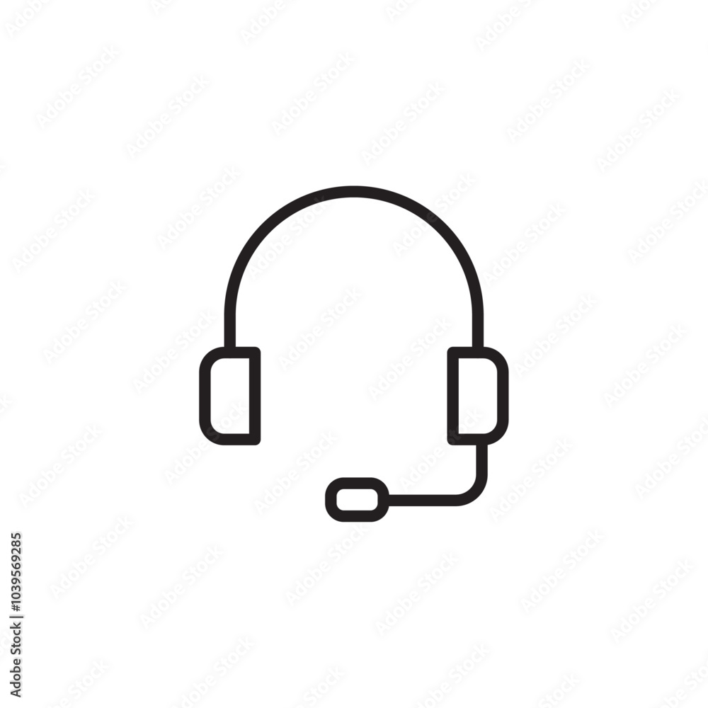 Headset icon Flat line illustration Headset icon Flat line illustration