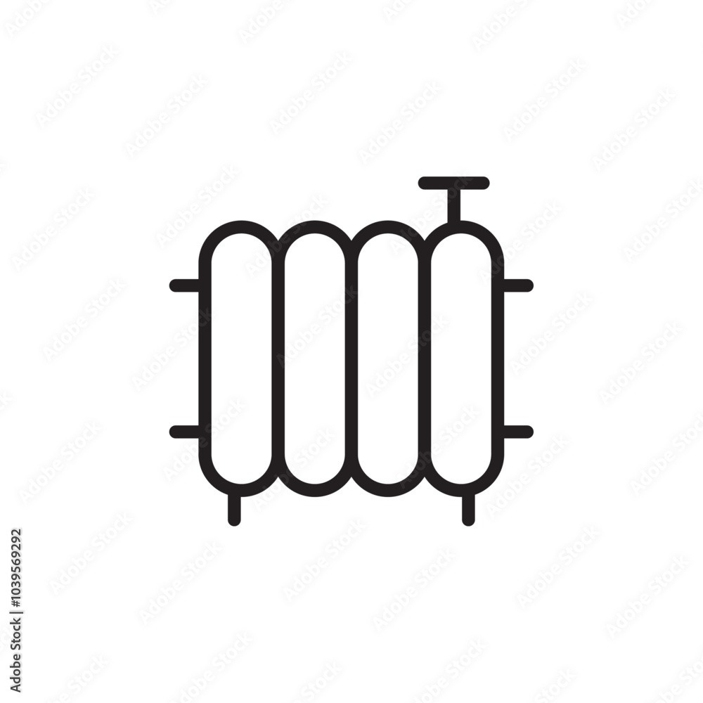Heating furnace icon Flat line illustration Heating furnace icon Flat line illustration