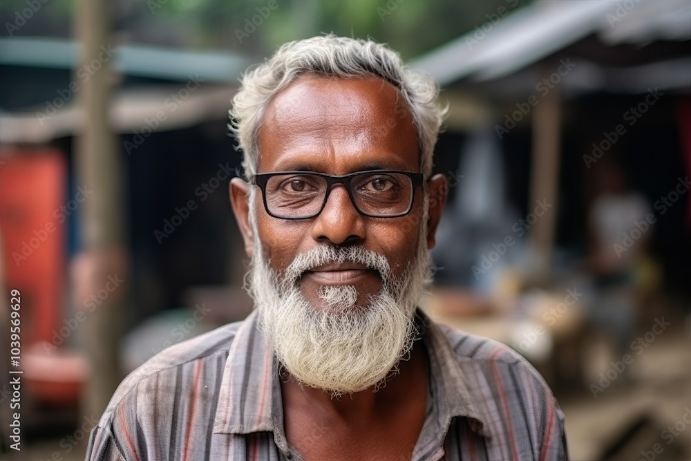 Portrait of a handsome Indian man with white beard and glasses. Portrait of a handsome Indian man with white beard and glasses.