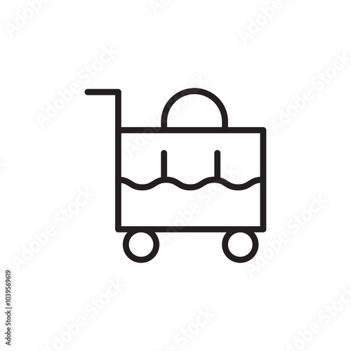 Luggage trolly icon Flat line illustration