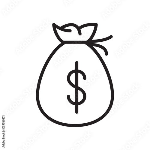 Money bag icon Flat line illustration