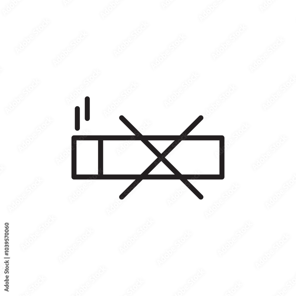 No smoking icon Flat line illustration No smoking icon Flat line illustration