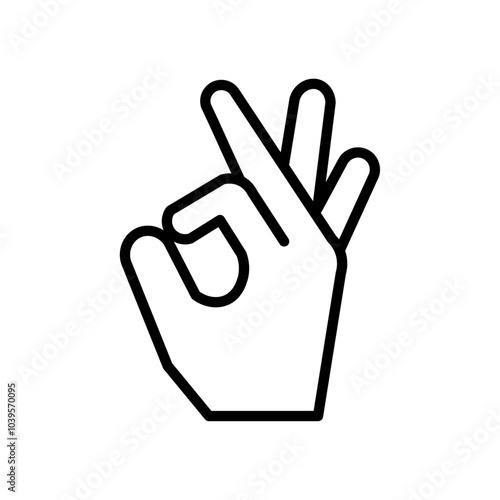 Ok gesture icon Flat line illustration