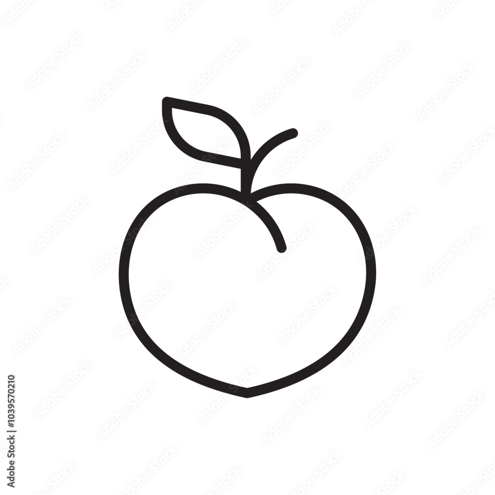 Peach icon Flat line illustration Peach icon Flat line illustration
