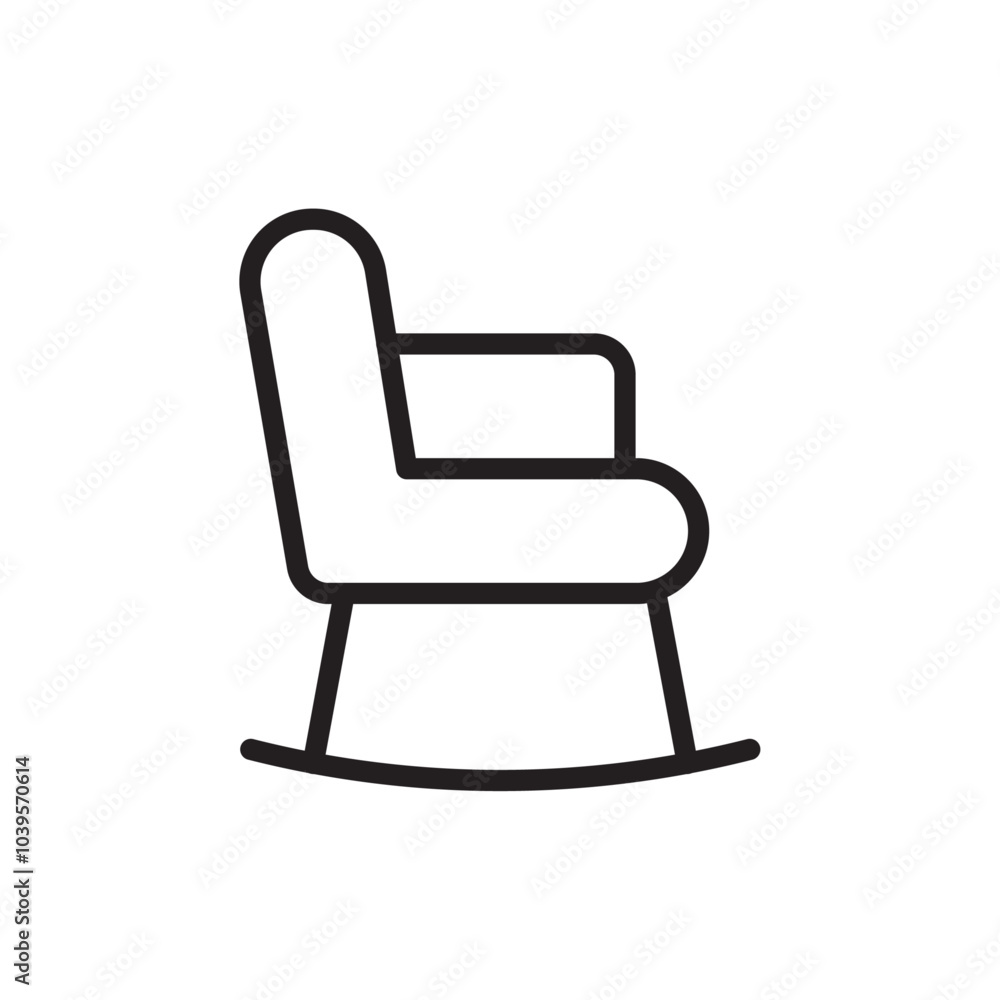 Rocking chair icon Flat line illustration Rocking chair icon Flat line illustration
