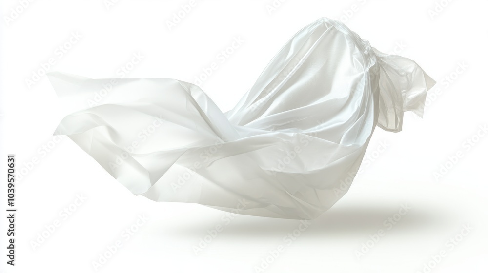 Folded plastic bag with clean, sharp edges, isolated on white background Folded plastic bag with clean, sharp edges, isolated on white background