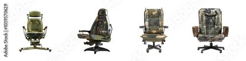 Set of armrests with army print isolated on transparent background  photo