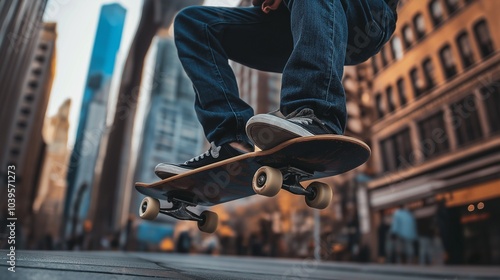 young man skateboarding in the city