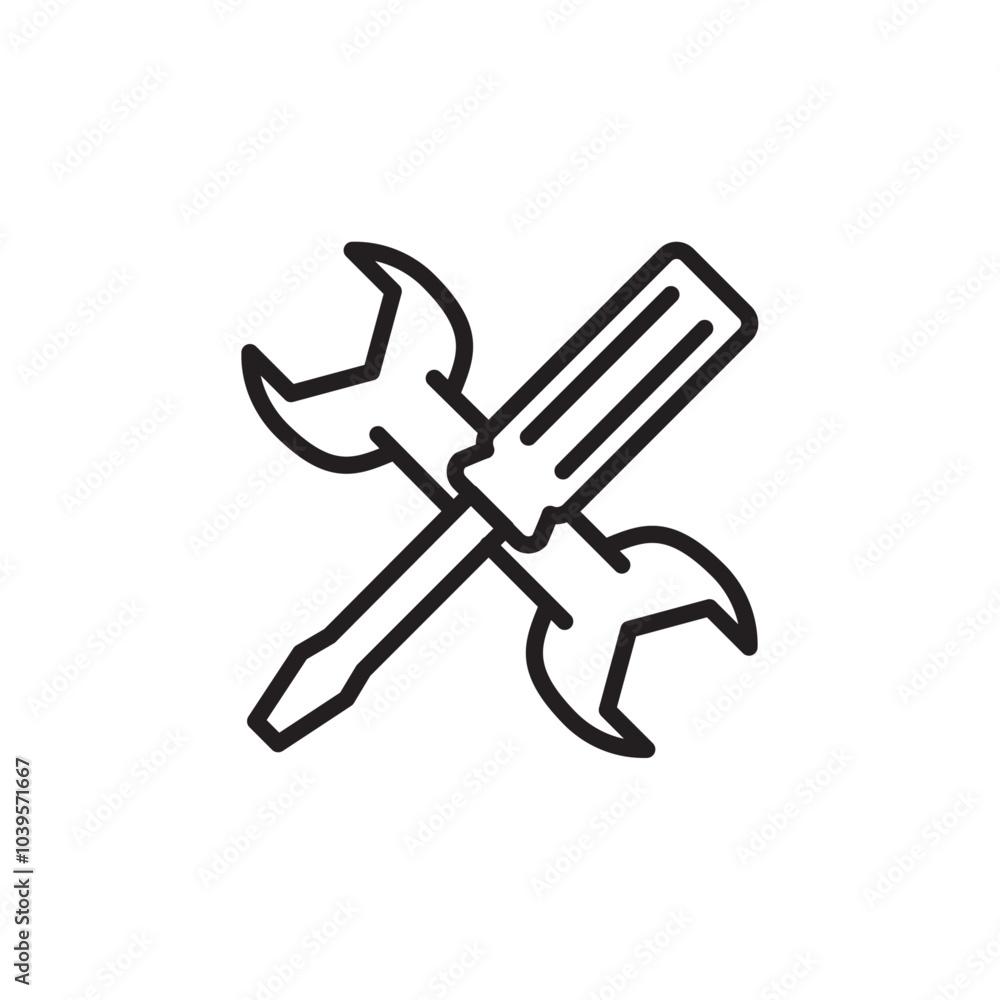 Tools icon Flat line illustration Tools icon Flat line illustration