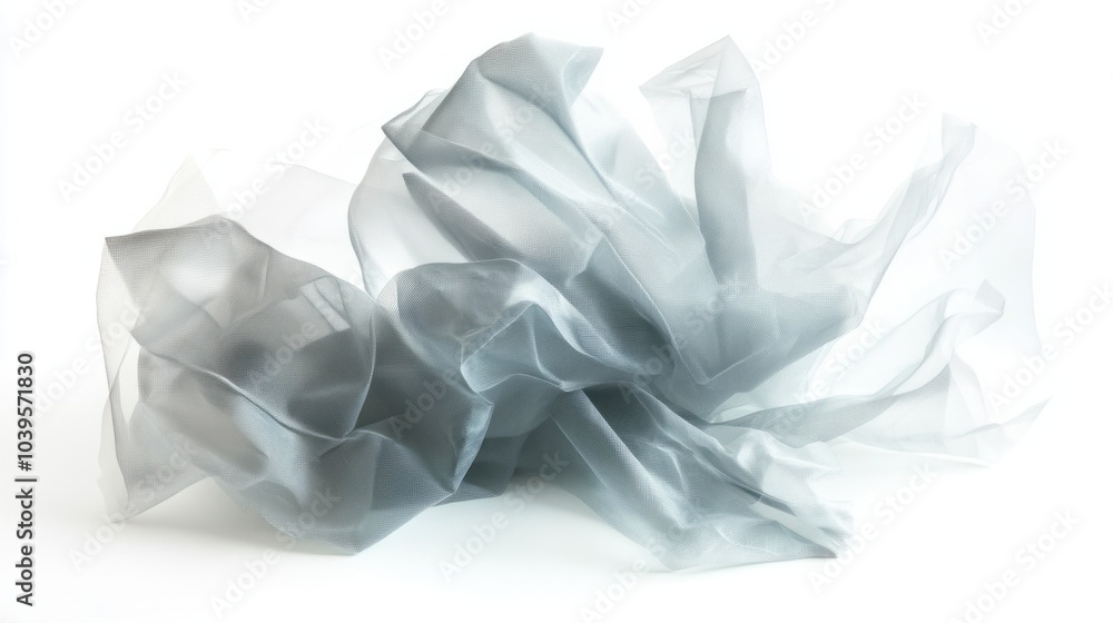 Plastic bag in a loose pile, showcasing its folds and transparency, isolated on white background Plastic bag in a loose pile, showcasing its folds and transparency, isolated on white background
