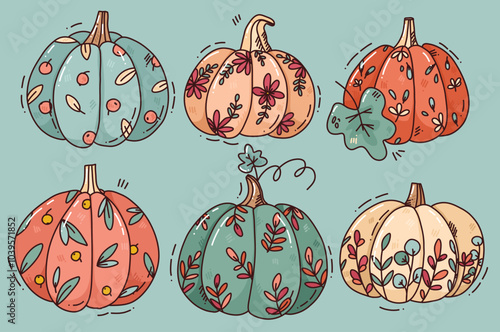 cute vector pumpkin set