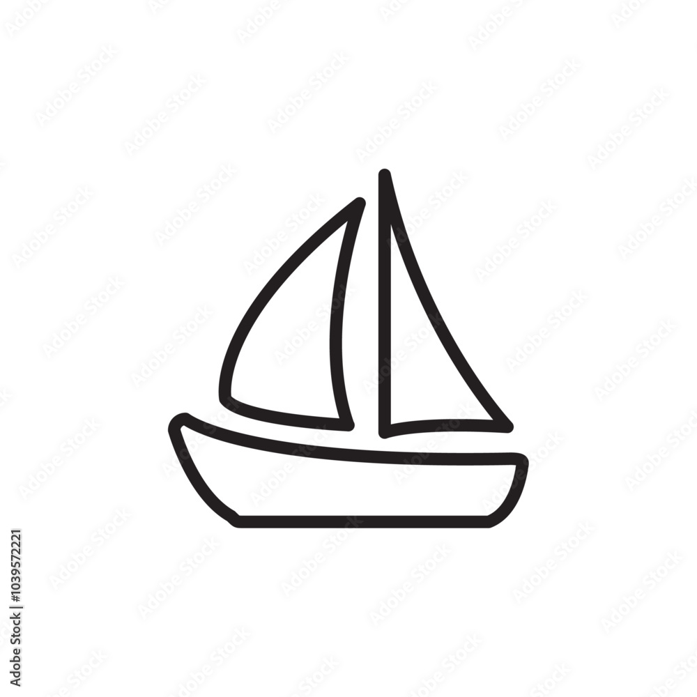 Yacth icon Flat line illustration Yacth icon Flat line illustration