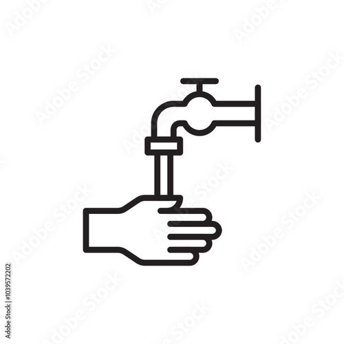 Washing hand icon Flat line illustration