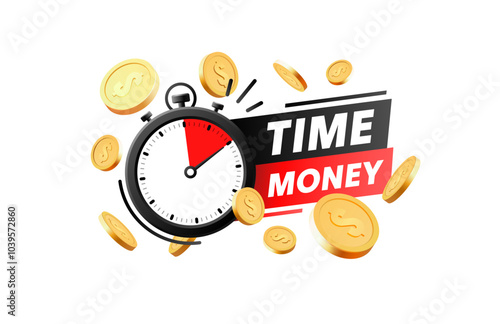 Time and money, financial banner, sale limit. Vector illustration 