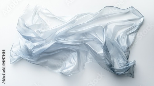 Transparent plastic bag with slight wrinkles, showing its thin material, isolated on white background