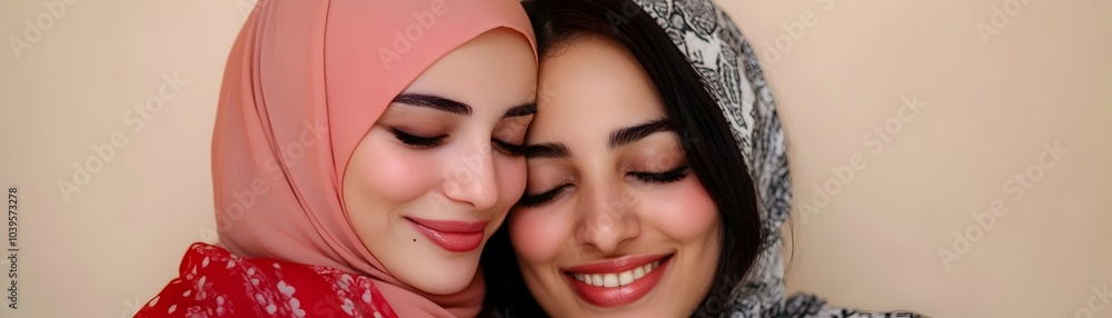 Portrait of Diverse Women Embracing in Cultural Acceptance and Unity Portrait of Diverse Women Embracing in Cultural Acceptance and Unity