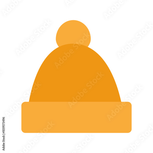 Vector illustration of a yellow winter hat with a pom-pom on top, perfect for cold weather clothing and winter accessory designs.