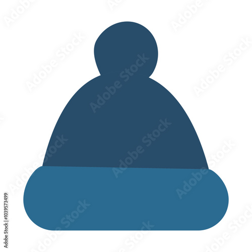 Vector illustration of a dark blue winter beanie with a pom-pom on top, ideal for cold weather and winter accessory graphics.