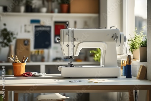 Modern Sewing Machine in a Bright Crafting Space