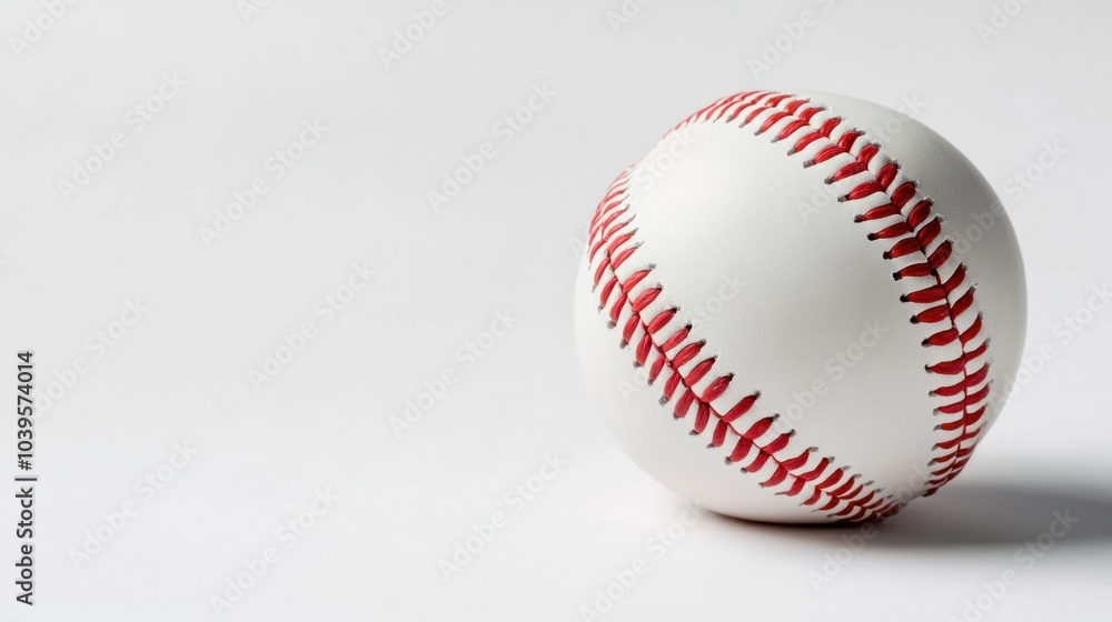 Baseball with bright, bold red stitches, perfectly round and clean, isolated on white background Baseball with bright, bold red stitches, perfectly round and clean, isolated on white background