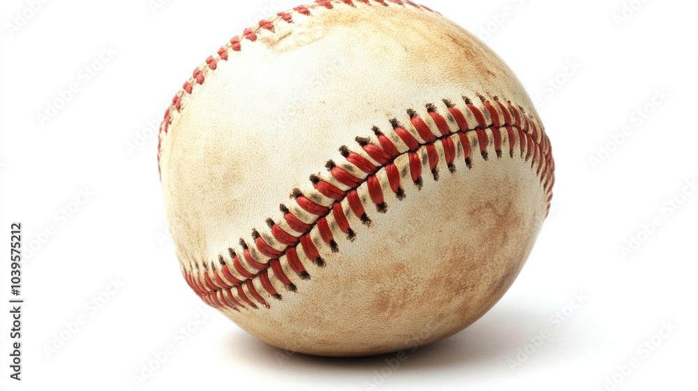 Brand-new baseball with smooth leather and perfect red stitches, isolated on white background Brand-new baseball with smooth leather and perfect red stitches, isolated on white background
