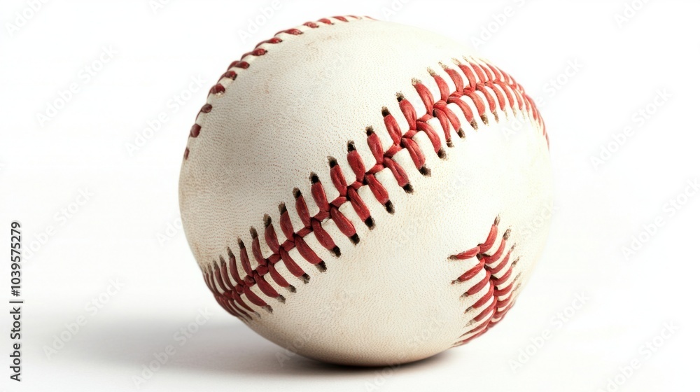 Bright, clean baseball with distinct stitching details, isolated on white background Bright, clean baseball with distinct stitching details, isolated on white background