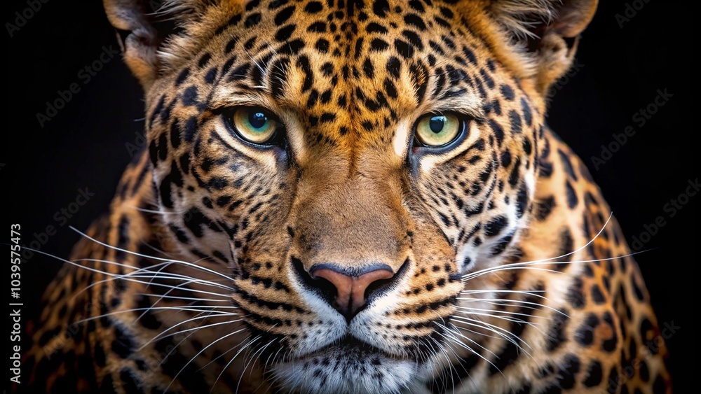 Close-Up of a Distinct Leopard with Striking Fur Close-Up of a Distinct Leopard with Striking Fur