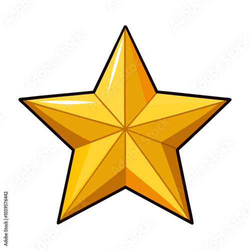 Wallpaper Mural Bright yellow, gold star with border, with shadows and highlights, simple style Torontodigital.ca