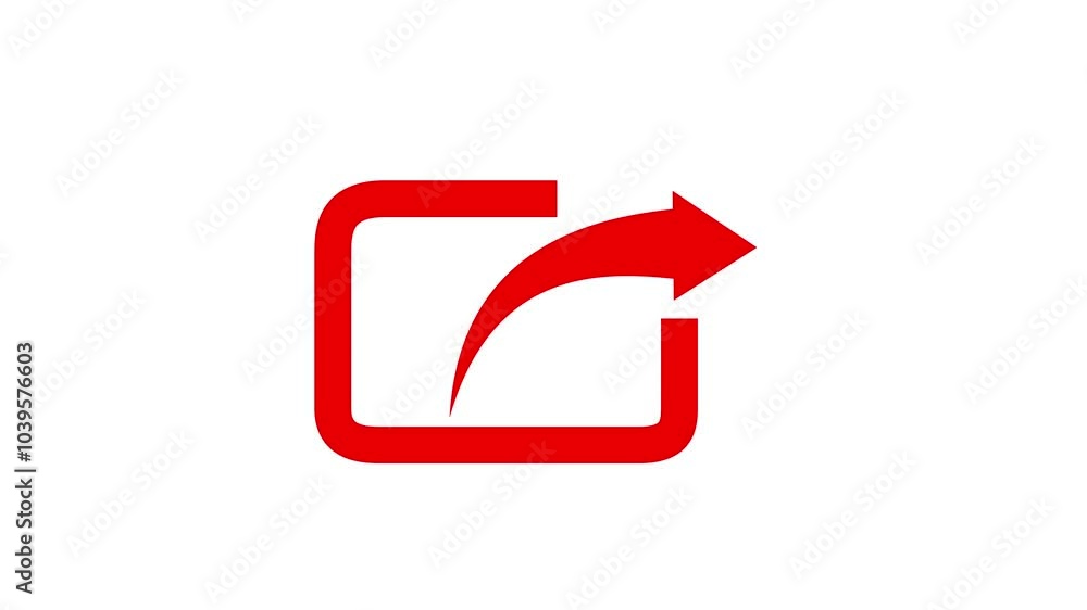 Red color share sign icon animation on a white background. Red color share sign icon animation on a white background.
