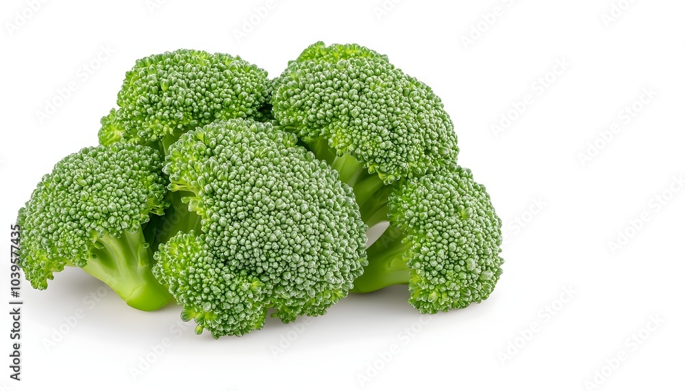 Fresh Broccoli Florets on a White Background Fresh Broccoli Florets on a White Background