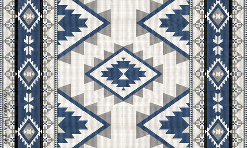 Navajo tribal vector pattern. Native American ornament. Ethnic South Western decor style. Boho geometric ornament.Ikat floral paisley embroidery blanket, rug. Woven carpet.