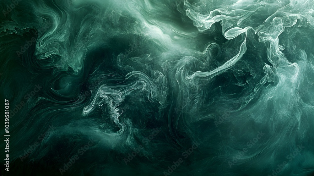 Abstract swirling patterns in shades of green and white, evoking a sense of fluidity. Abstract swirling patterns in shades of green and white, evoking a sense of fluidity.