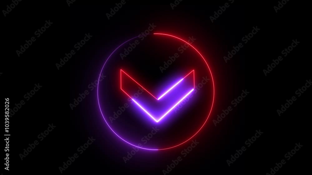 Abstract glowing neon double arrow up icon animation Abstract glowing neon double arrow up icon animation