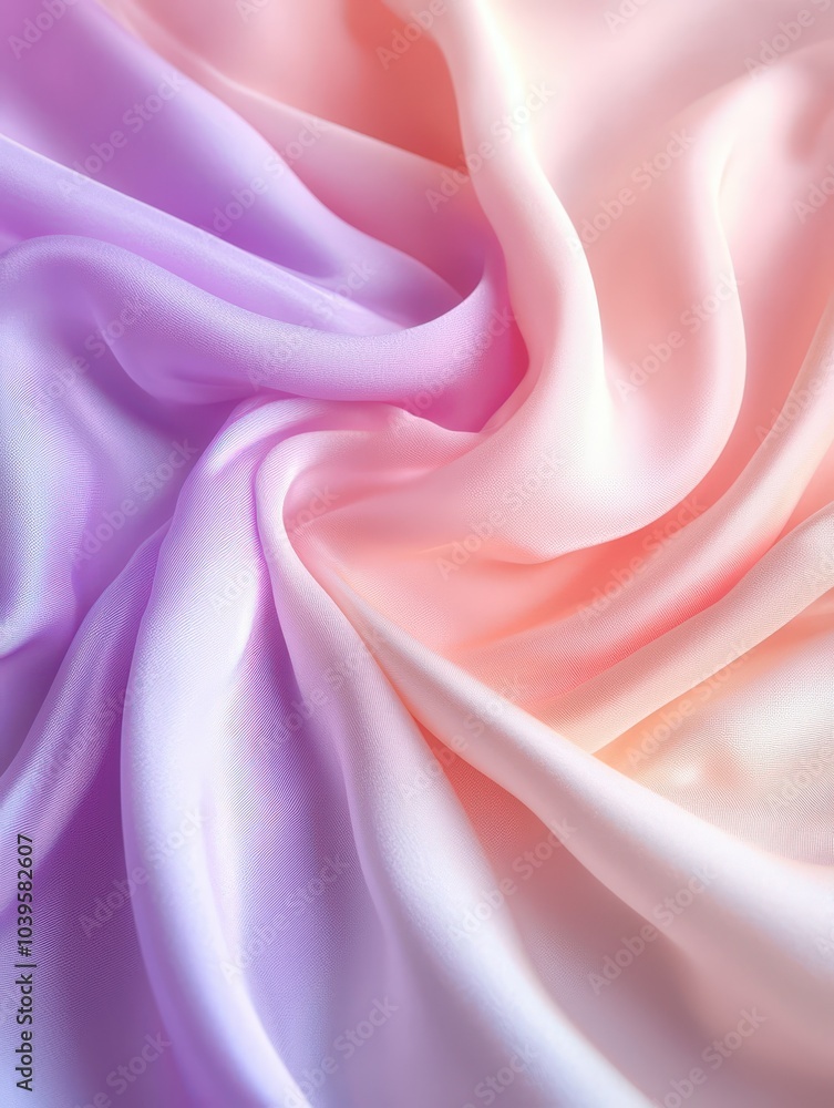 Obraz premium Delicate long flowing silk in a smooth rainbow gradient, softly illuminated to create an ethereal ambiance.
