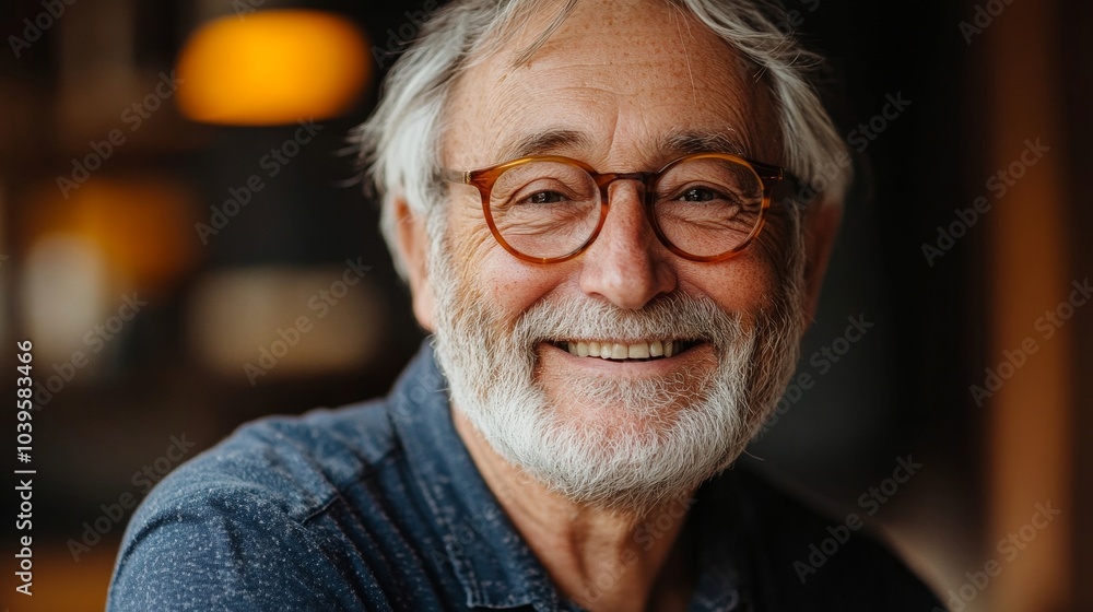 Close up of a cheerful senior man, Generative AI Close up of a cheerful senior man, Generative AI