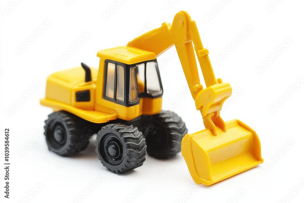 Excavator Toy. Construction Equipment Set - Tractor, Bulldozer, Loader, Isolated on White Background Excavator Toy. Construction Equipment Set - Tractor, Bulldozer, Loader, Isolated on White Background