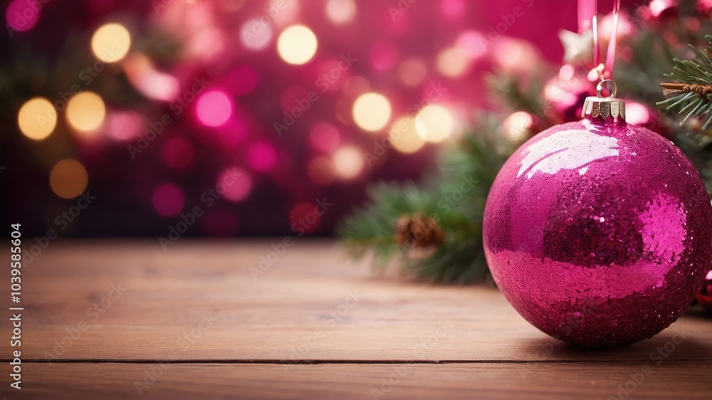 Pink Christmas Background with Sparkling Sequins and Star Ornament Pink Christmas Background with Sparkling Sequins and Star Ornament