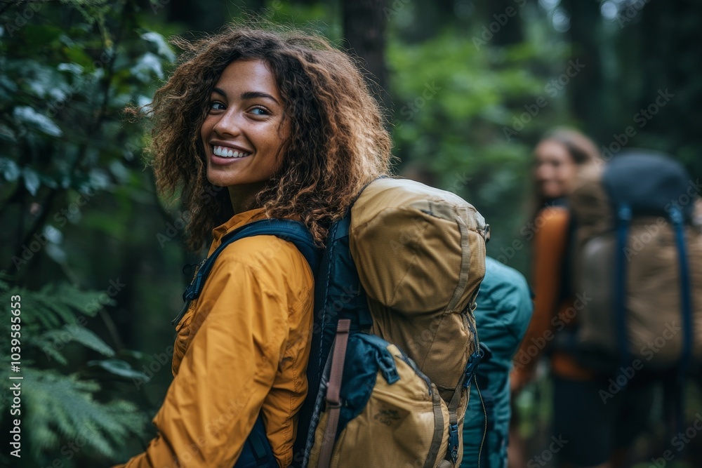 Friends backpacking and exploring nature, Generative AI Friends backpacking and exploring nature, Generative AI