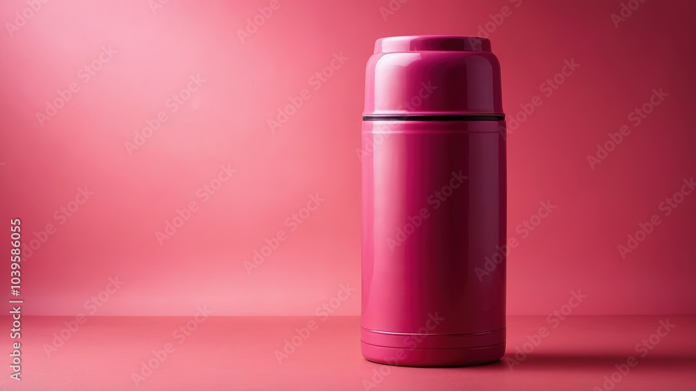 Pink Thermos Silhouette on a Pink Background - Minimalist Design