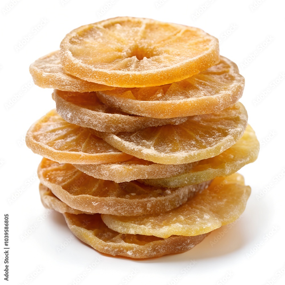 dried orange slices, candied fruits folded in a small pile isolated on a white background dried orange slices, candied fruits folded in a small pile isolated on a white background
