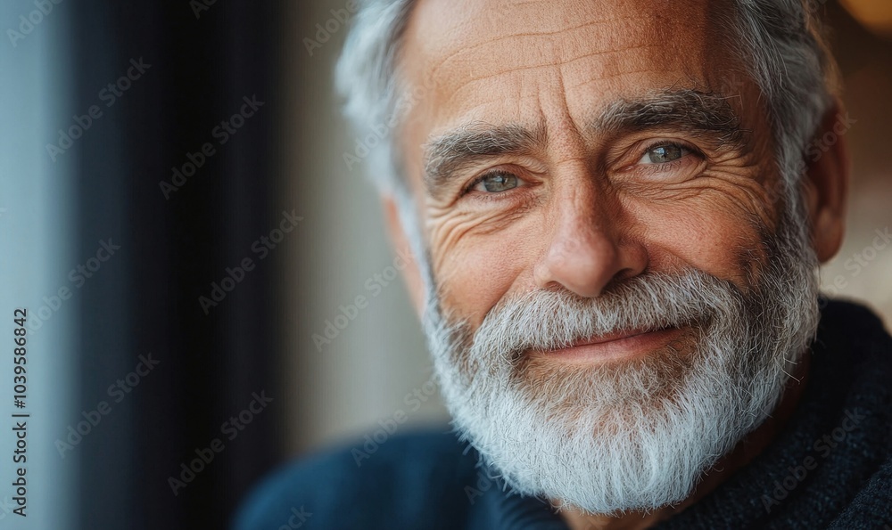 Fototapeta premium Smiling old man with a beard, Generative AI
